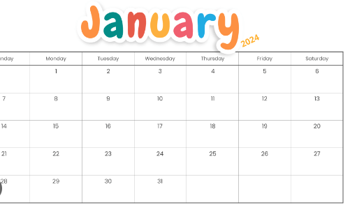 Free Printable:7oj4bwtw1ye= January 2024 Calendar